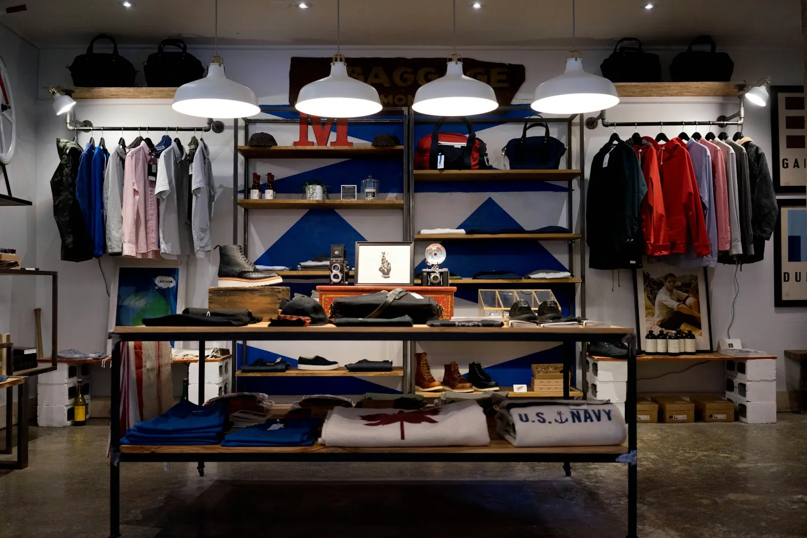 Clothing racks in a retail store