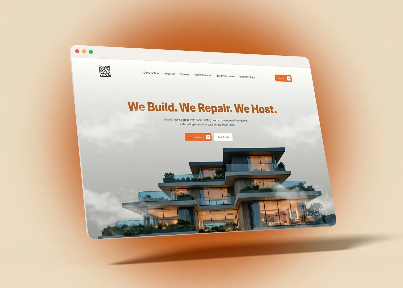Valluvassery homepage in a floating browser window