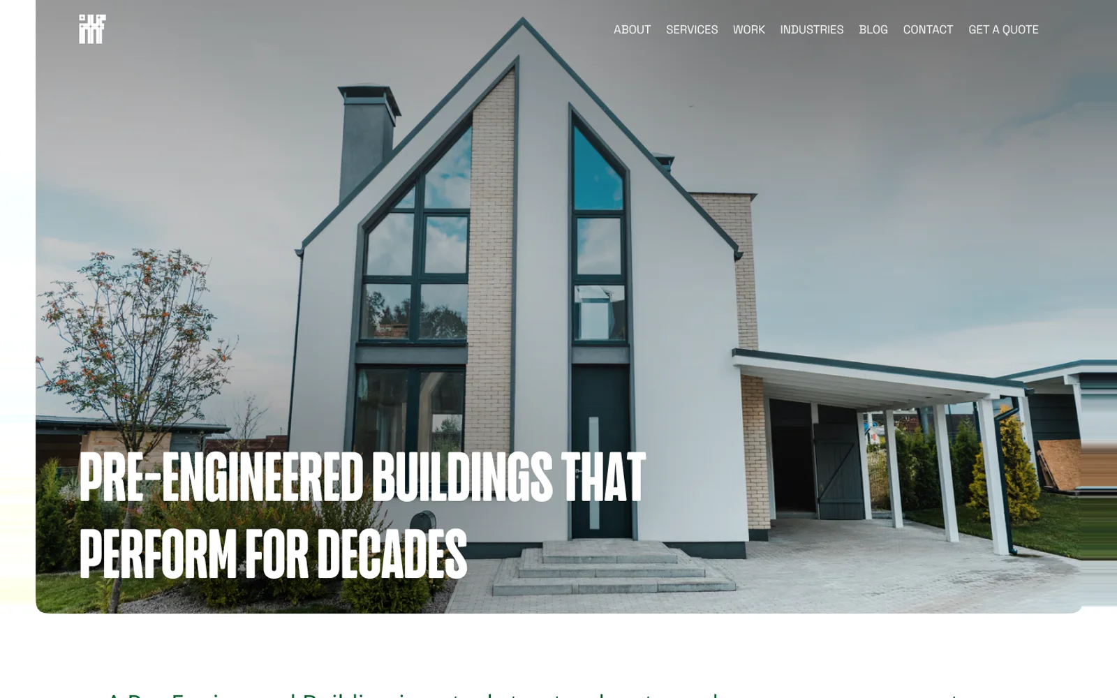 The pre-engineered buildings page hero