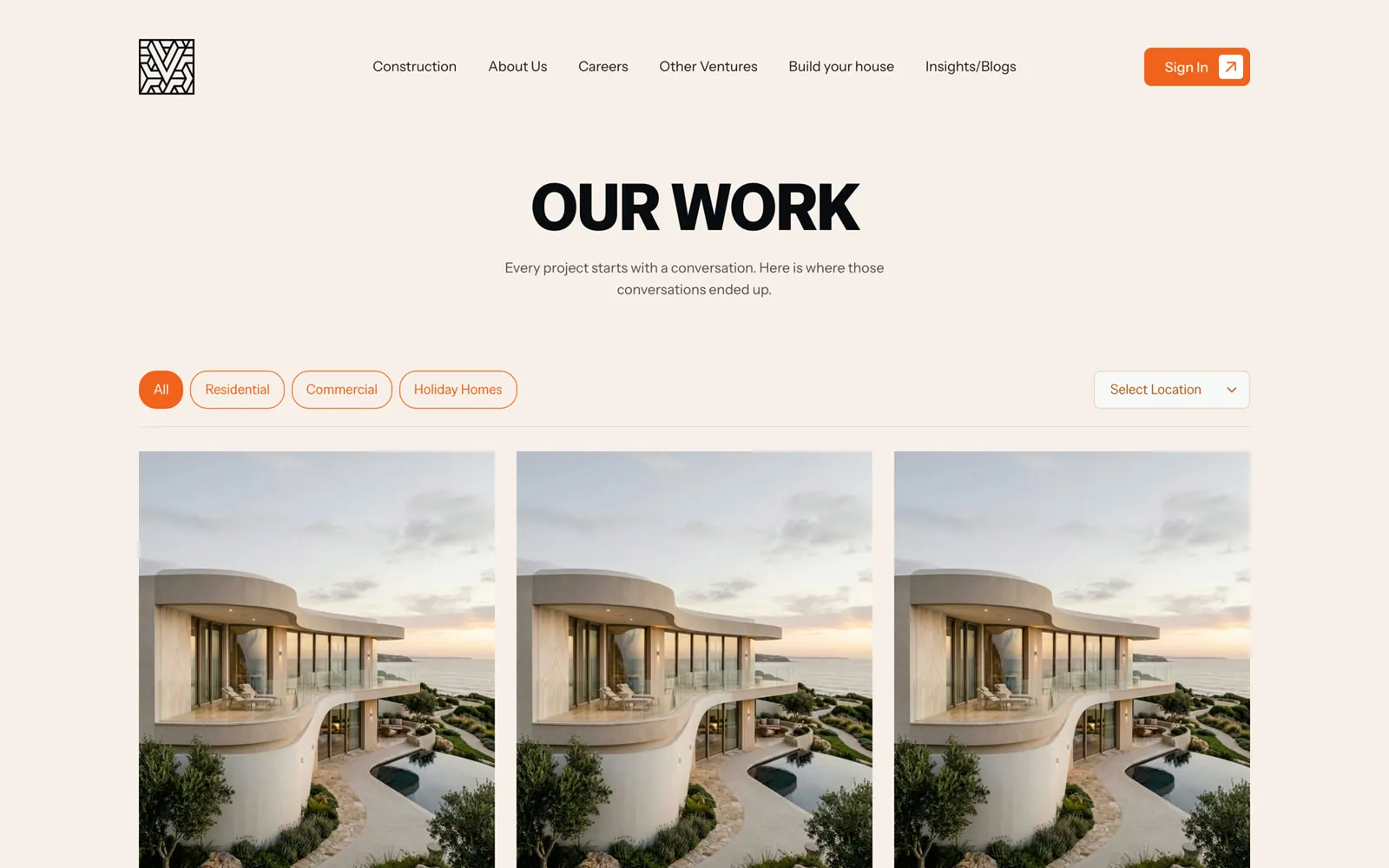 Construction projects page