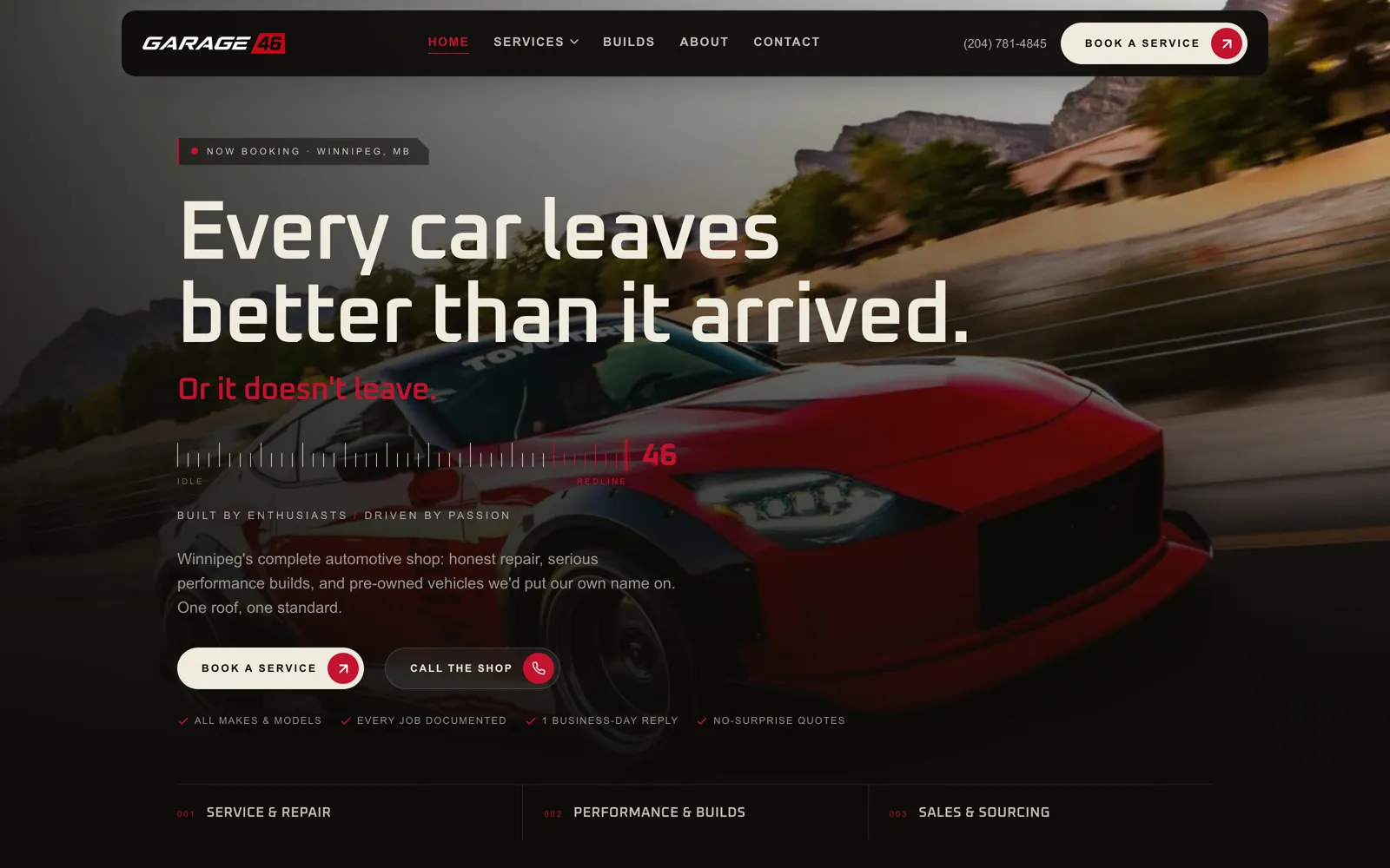 Garage 46 homepage hero