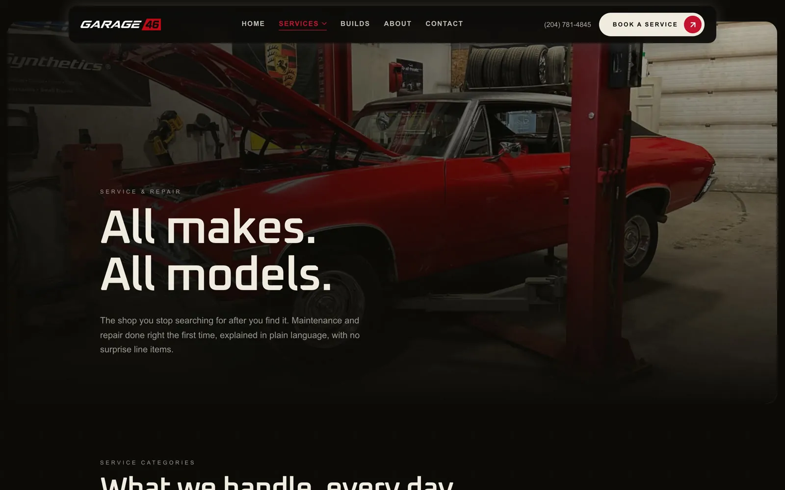Garage 46 services page